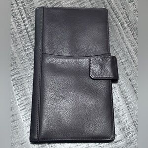 Elegant Dark Brown Leather Passport Wallet Traveling Case